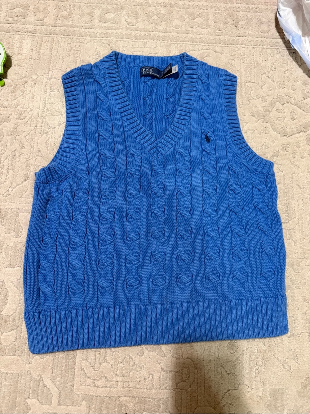 Polo by Ralph Lauren Royal Blue Cable-Knit V-Neck Sweater Vest